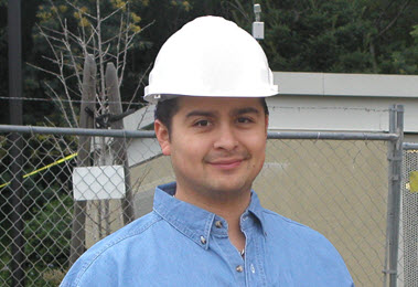 Worker with hard hat